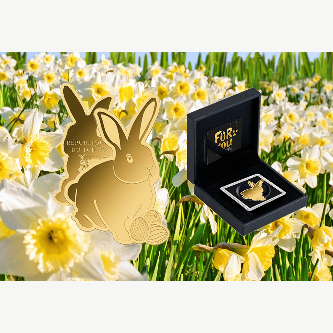 Conejito de Pascua, moneda de oro fino 999 de 1/1000 oz en caja