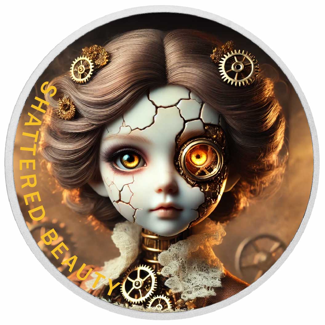 Beauté brisée : cœur mécanique Argent coloré 1oz