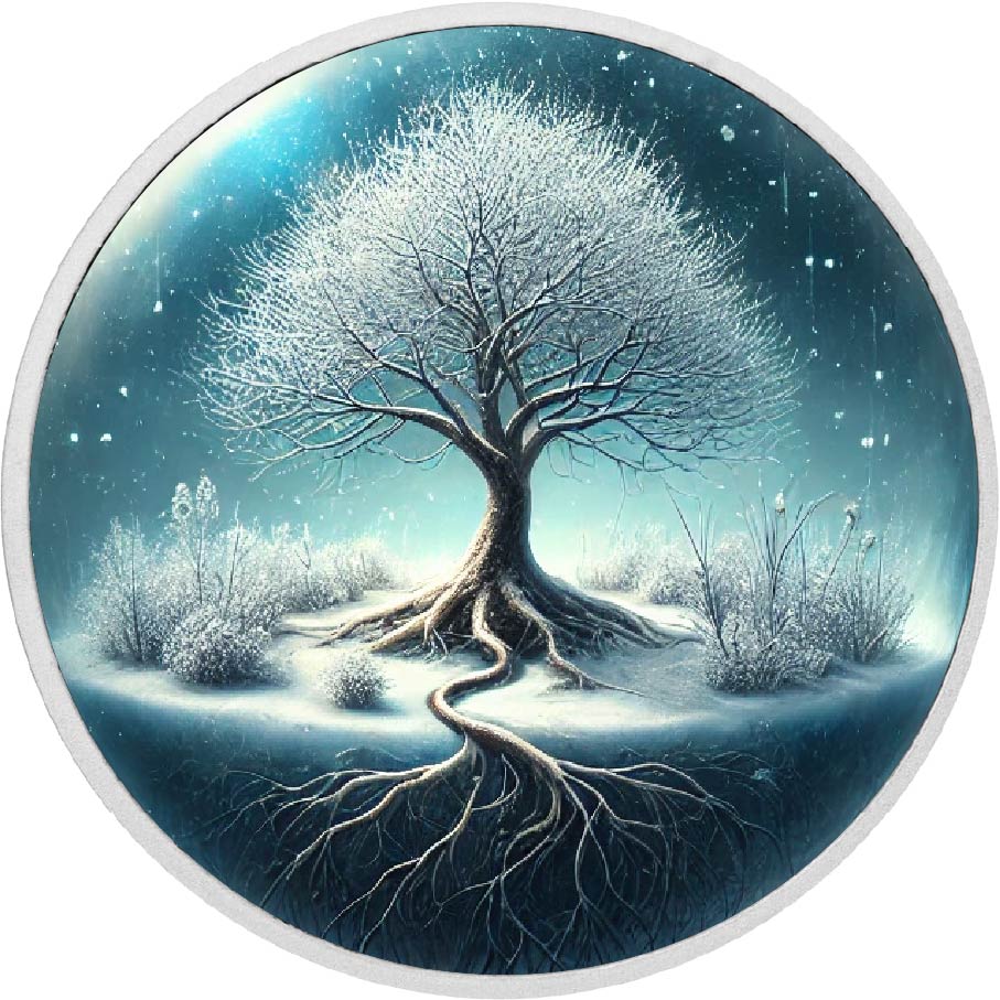 Arbre hivernal 1oz Pièce colorée en argent