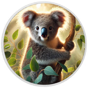Perchoir feuillu : le koala dans la lumière des eucalyptus, pièce colorée