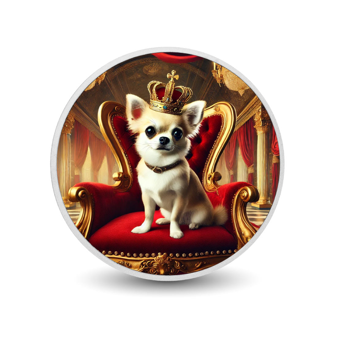 Pattes royales : le chihuahua sur le trône, pièce de 1oz