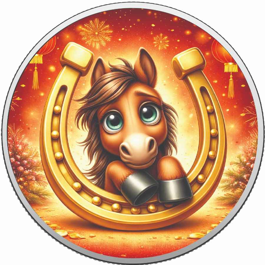 Lucky Little Horse - Year of the Horse 2026 1oz 999 Silver BU Colourized