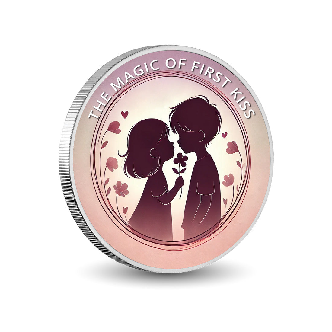 The Magic of First Kiss: Blossoming Affection 1oz Silver Coloured Coin