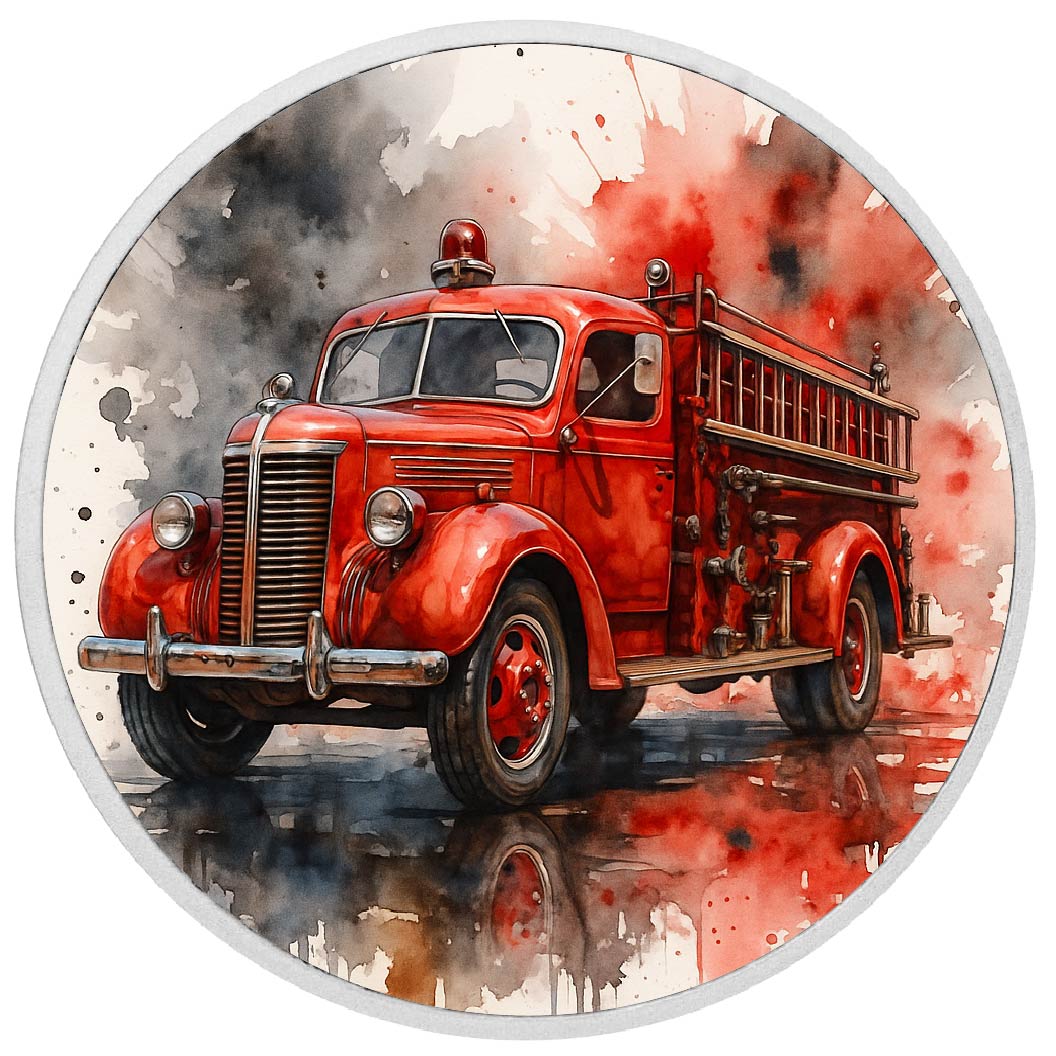 Pièce de monnaie de 1 oz en argent fin coloré « Flambée de gloire : camion de pompiers vintage »
