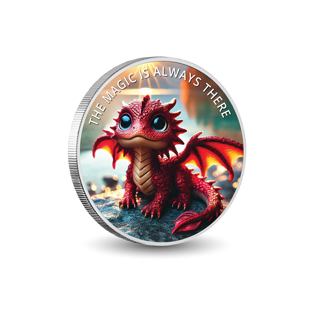 The Magic is Always There: Ember the Flameheart Dragon 1oz Silver Coloured Coin