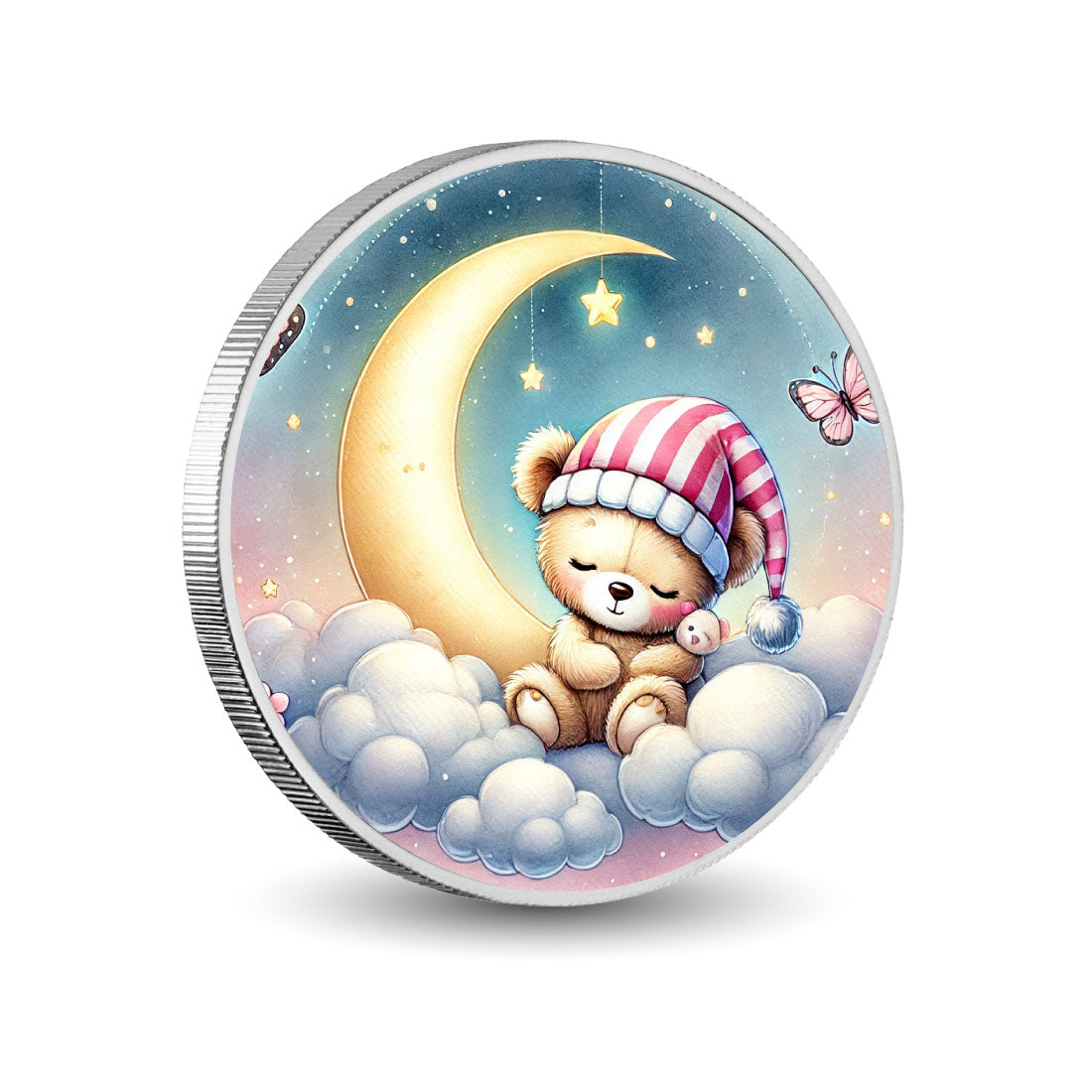 Eine Umarmung voller Liebe – Dreamy Bear's Night Cuddle 1 oz silberfarbene Münze