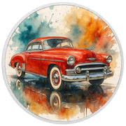 Pièce de monnaie de 1 oz en argent fin coloré « Classique cramoisi : une flambée vintage »