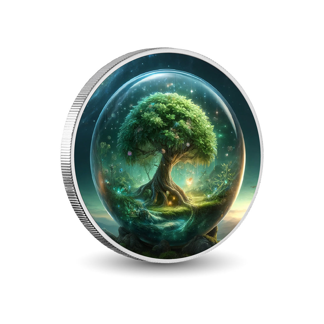 L’équilibre de l’univers - Arbre magique 1oz Pièce colorée en argent