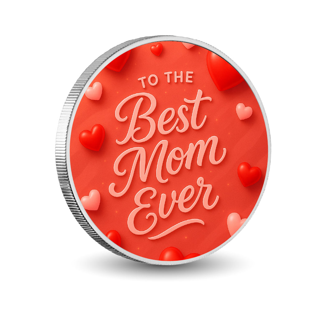 Pièce de monnaie de 1 oz en argent coloré « Meilleure maman du monde »