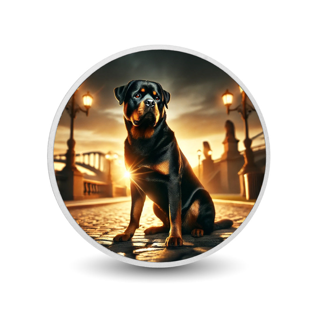 Guardian of the Bridge: Rottweiler's Golden Vigil 1oz Coin