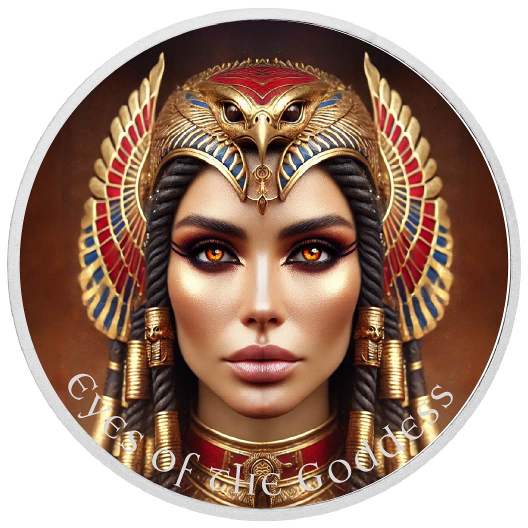 Les yeux de la déesse : la flamme du faucon Argent coloré 1oz