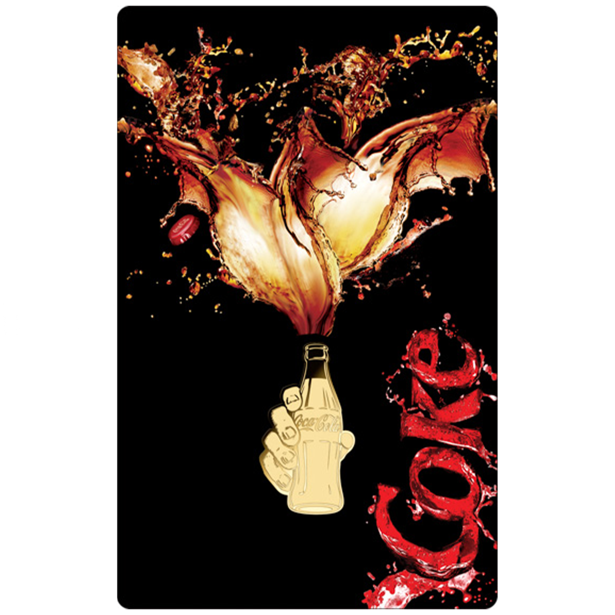 Coca-Cola Pop Art Sparkling 999 Fine Gold 1/1000 oz Coin in Card