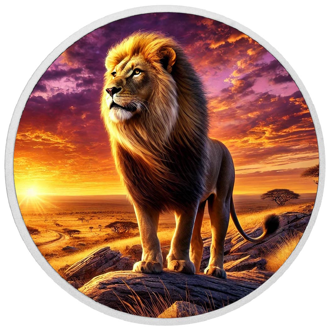 Roi de la savane au crépuscule, pièce d’argent