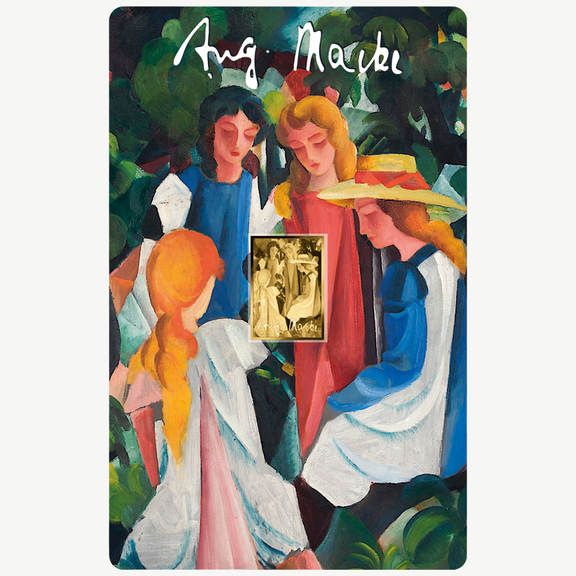 Quatre filles – A. Macke Pièce en or fin 999 de 1/1000 oz dans une carte
