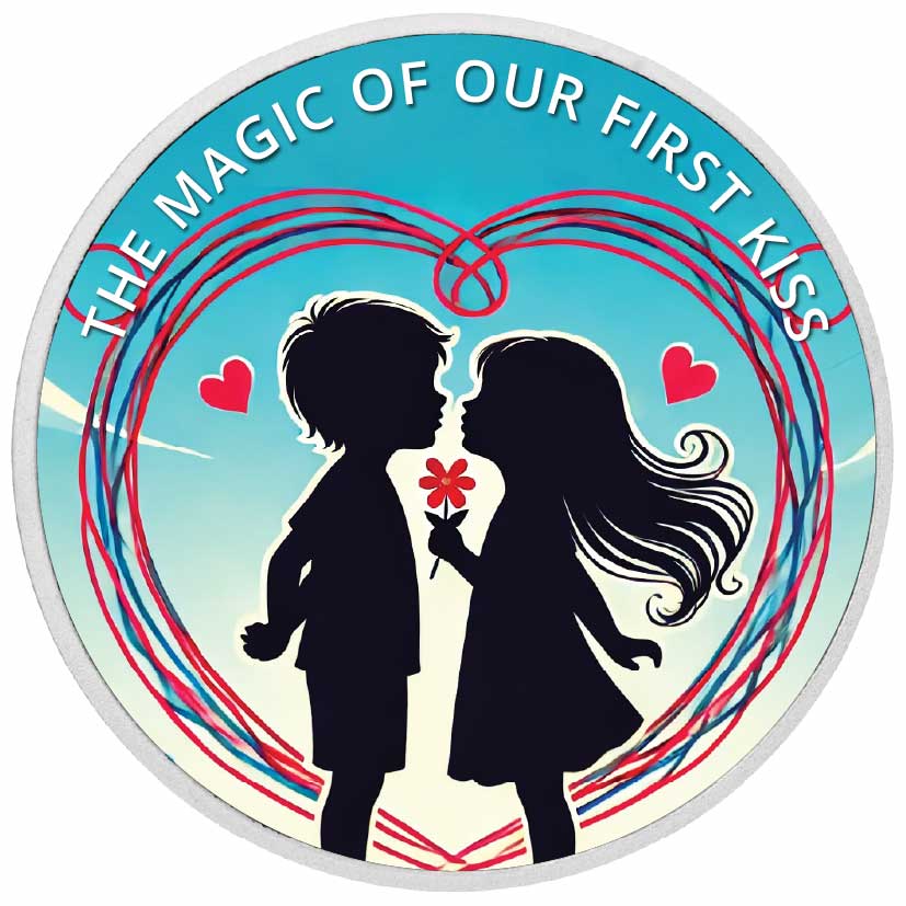La magie du premier baiser : pris dans les liens de l’amour, pièce colorée en argent de 1oz