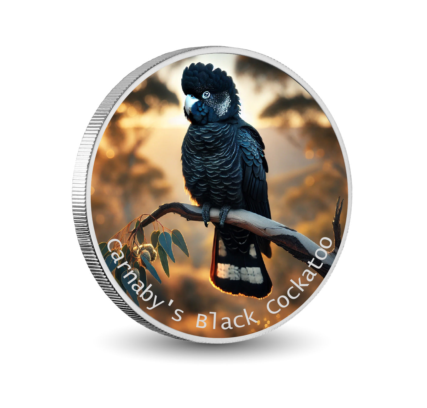 Twilight Guardian: Carnaby's Black Cockatoo 1oz Coloured Silver