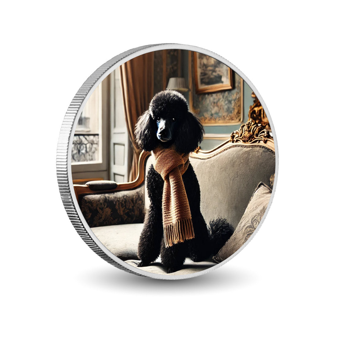Élégant et distingué : le caniche dans la splendeur parisienne, pièce de 1oz