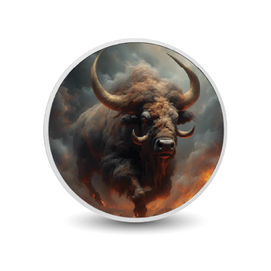 Fureur primordiale : la puissance du bison, pièce colorée en argent de 1 oz