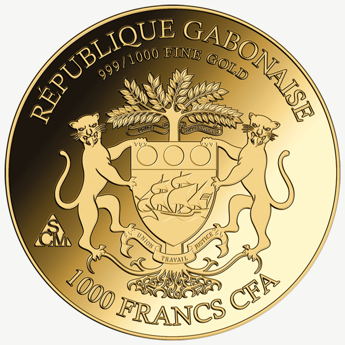 Jirafa, moneda de oro fino 999 de 1/1000 oz en tarjeta