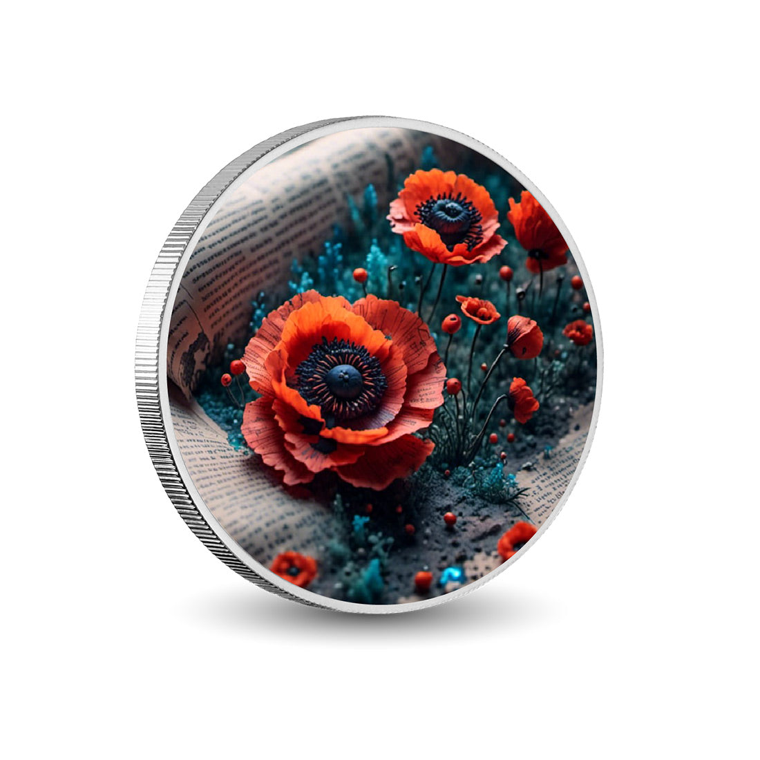 Coquelicots en prose, pièce colorée en argent de 1oz