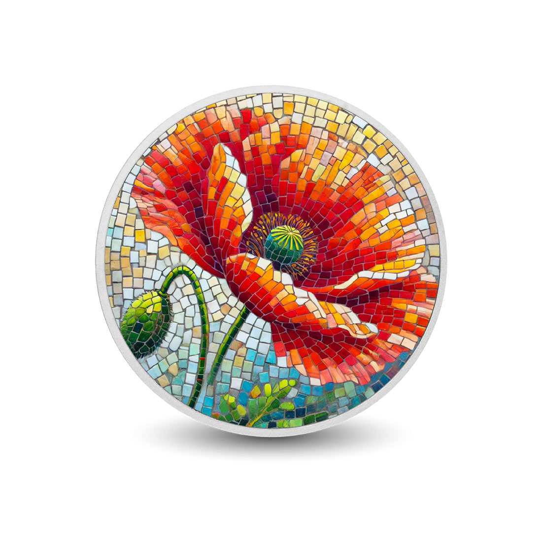 Radiant Poppy Mosaic 1oz Silver Coloured Coin