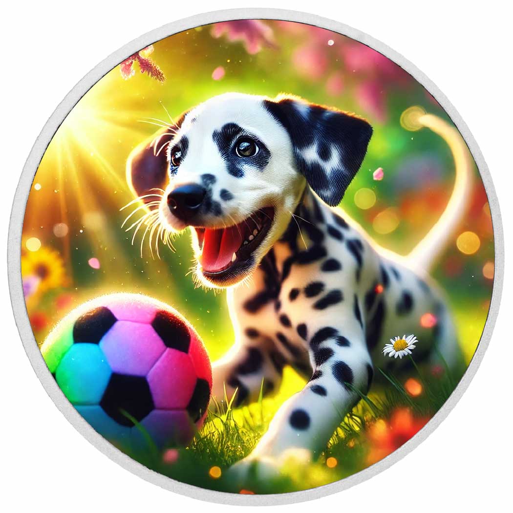Bonheur arc-en-ciel : le plaisir d’un dalmatien, pièce de 1oz