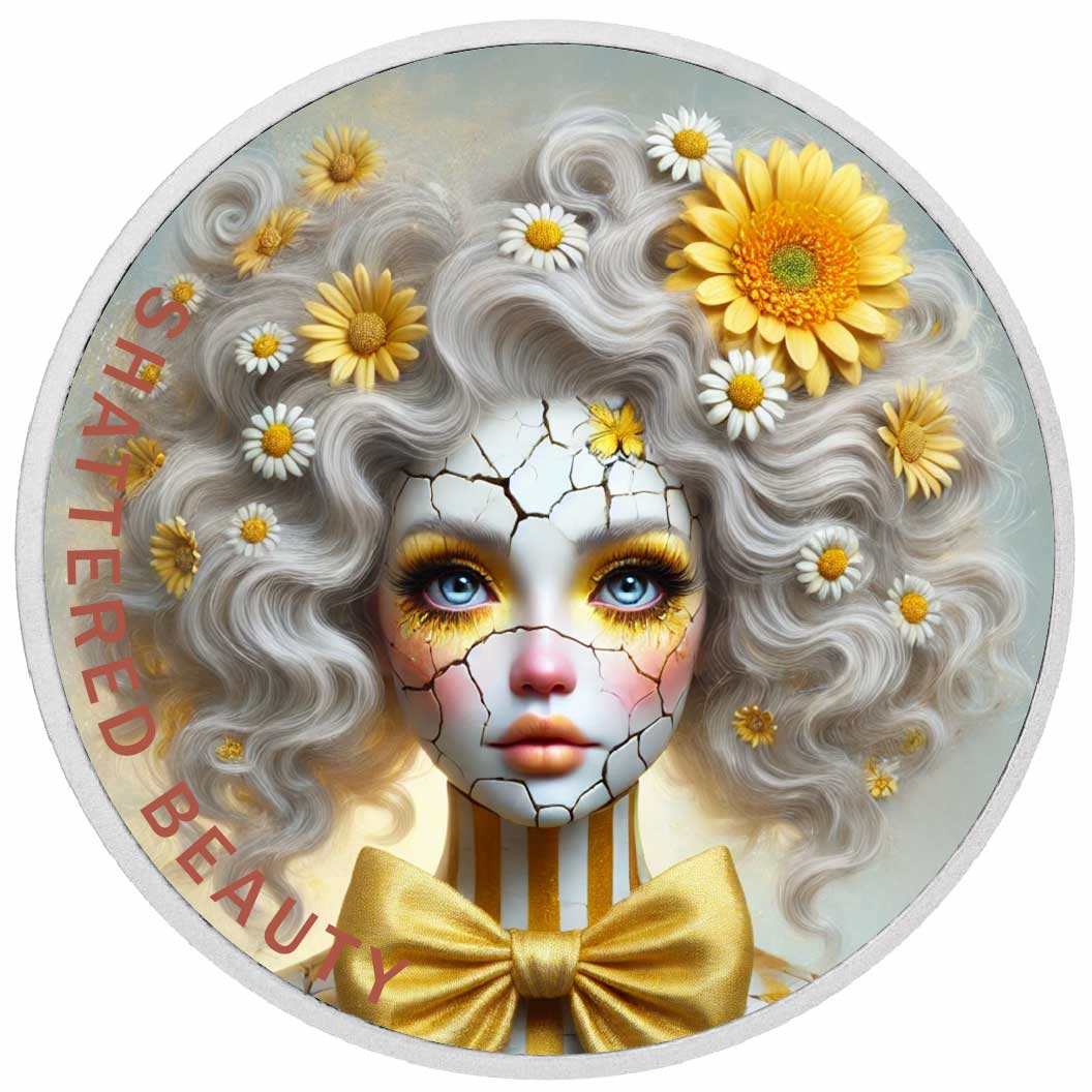 Beauté brisée : silence doré Argent coloré 1oz