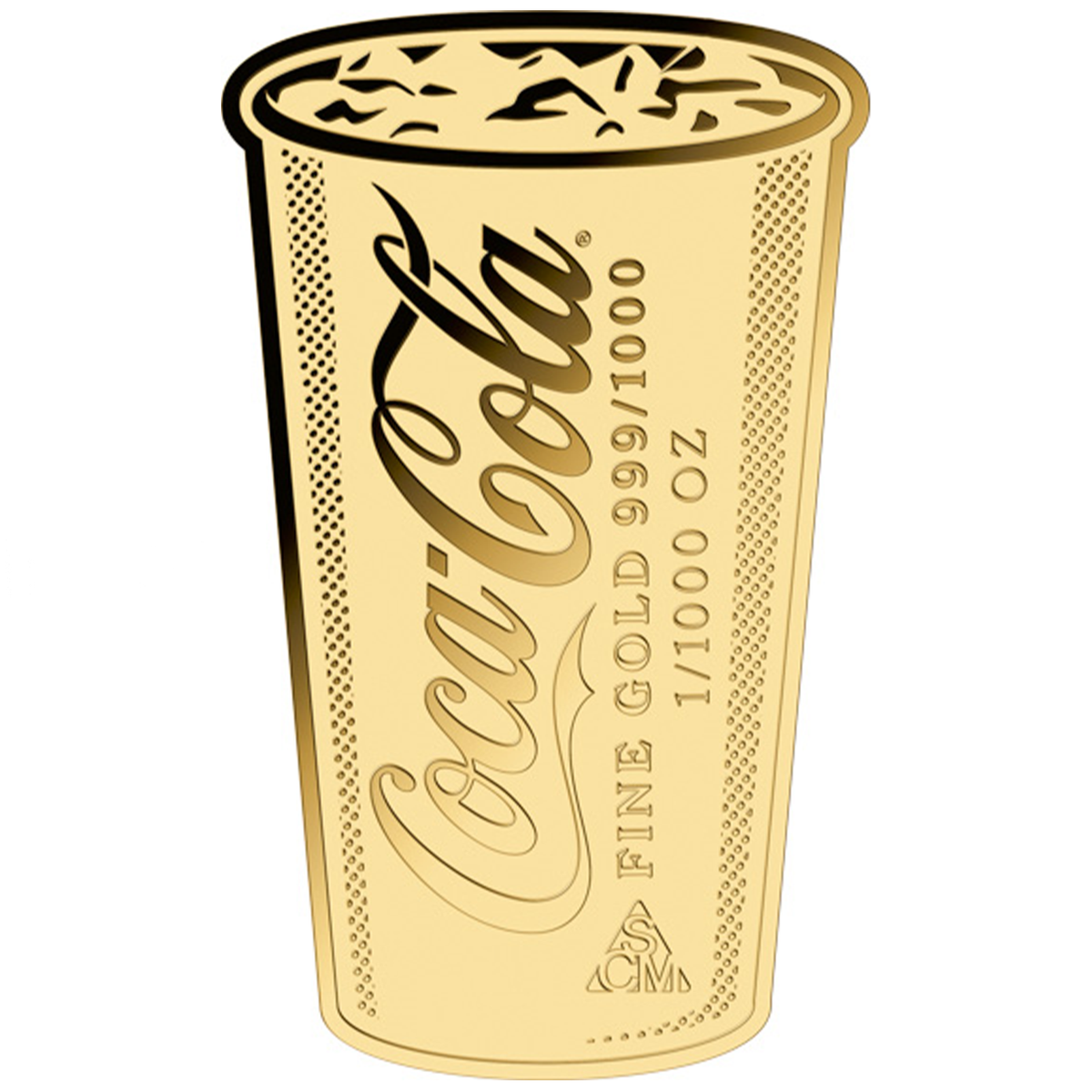 Coca-Cola Pop Art Cup 999 Fine Gold 1/1000 oz Coin in Card