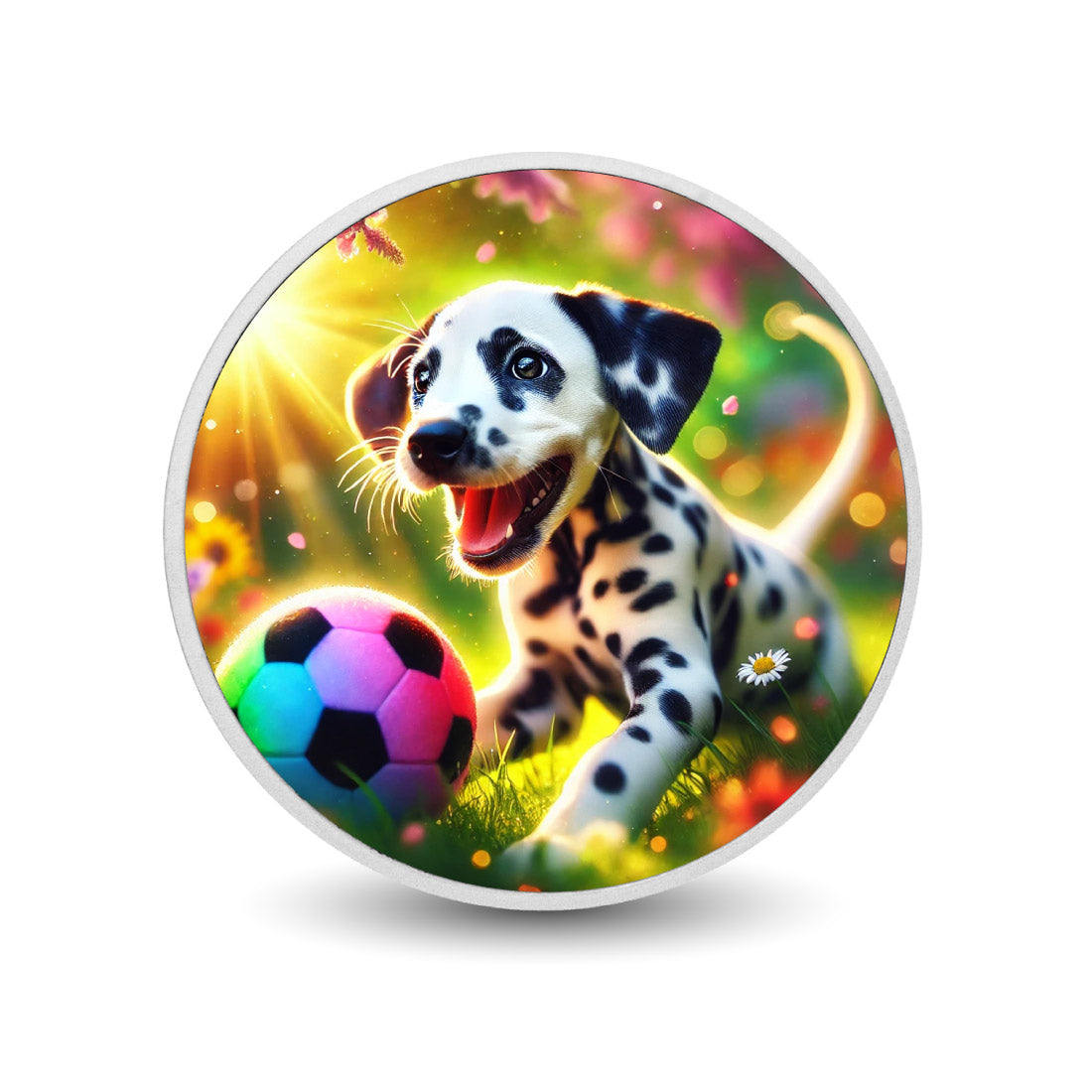 Bonheur arc-en-ciel : le plaisir d’un dalmatien, pièce de 1oz