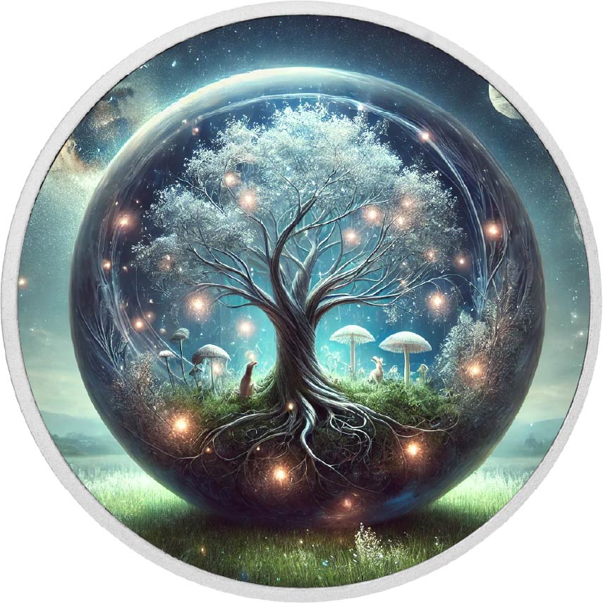 L’équilibre de l’univers - Arbre lumineux1oz Pièce colorée en argent