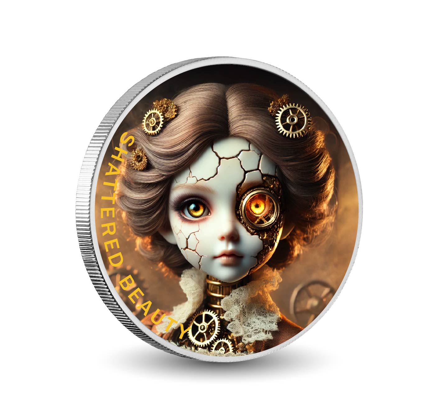 Beauté brisée : cœur mécanique Argent coloré 1oz