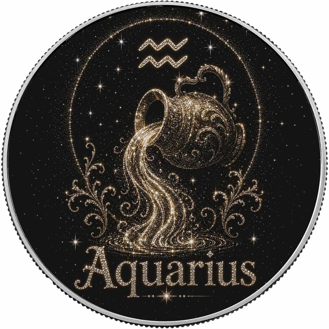Aquarius: Cosmic Visionary 1 oz .999 Fine Silver Coin – Colorized BU Finish