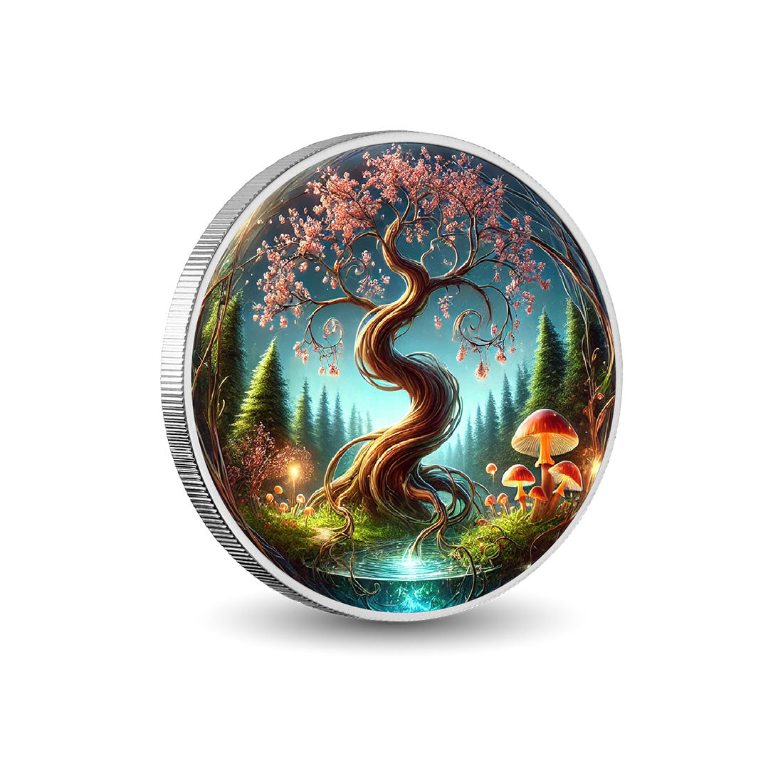 Pièce colorée en argent de 1 oz « Arbre tortueux »