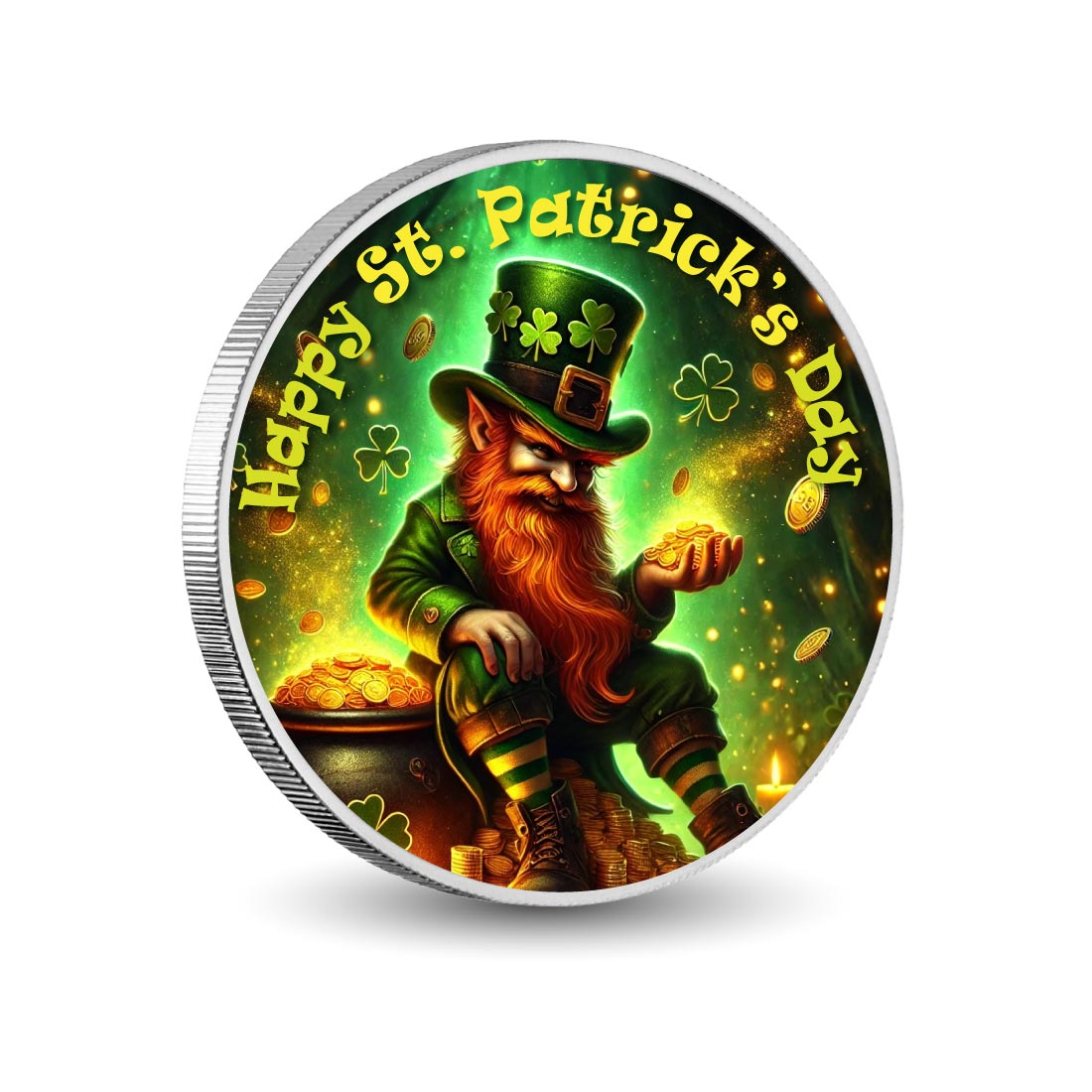 Trésor gardé : le regard doré du lutin, pièce colorée de 1oz