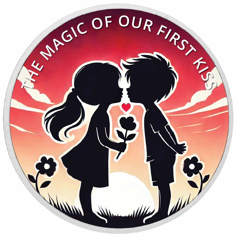 La magie du premier baiser : sérénade au coucher du soleil, pièce colorée en argent de 1oz