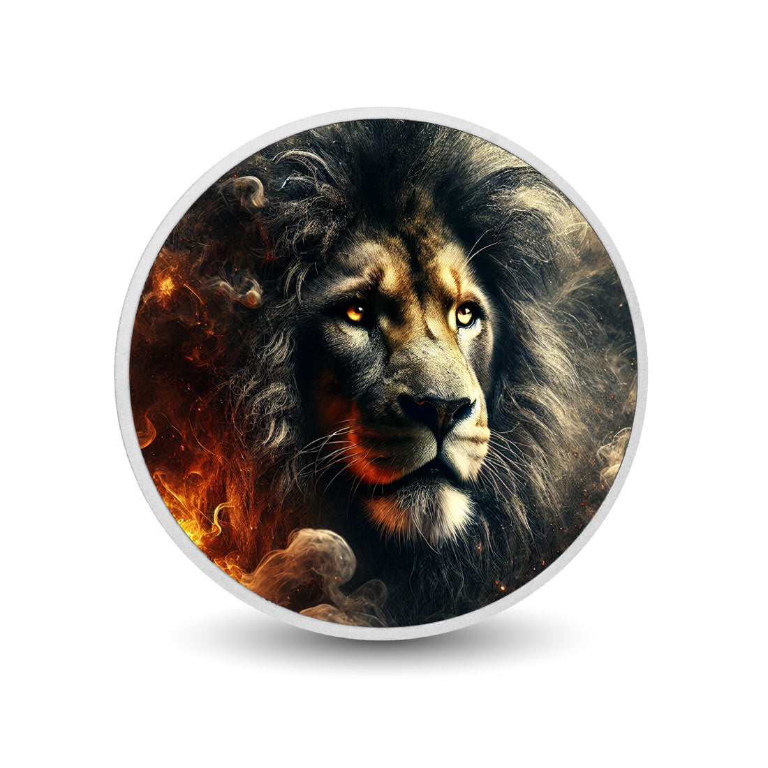 Lion majestueux dans une lueur ardente, pièce colorée en argent de 1oz