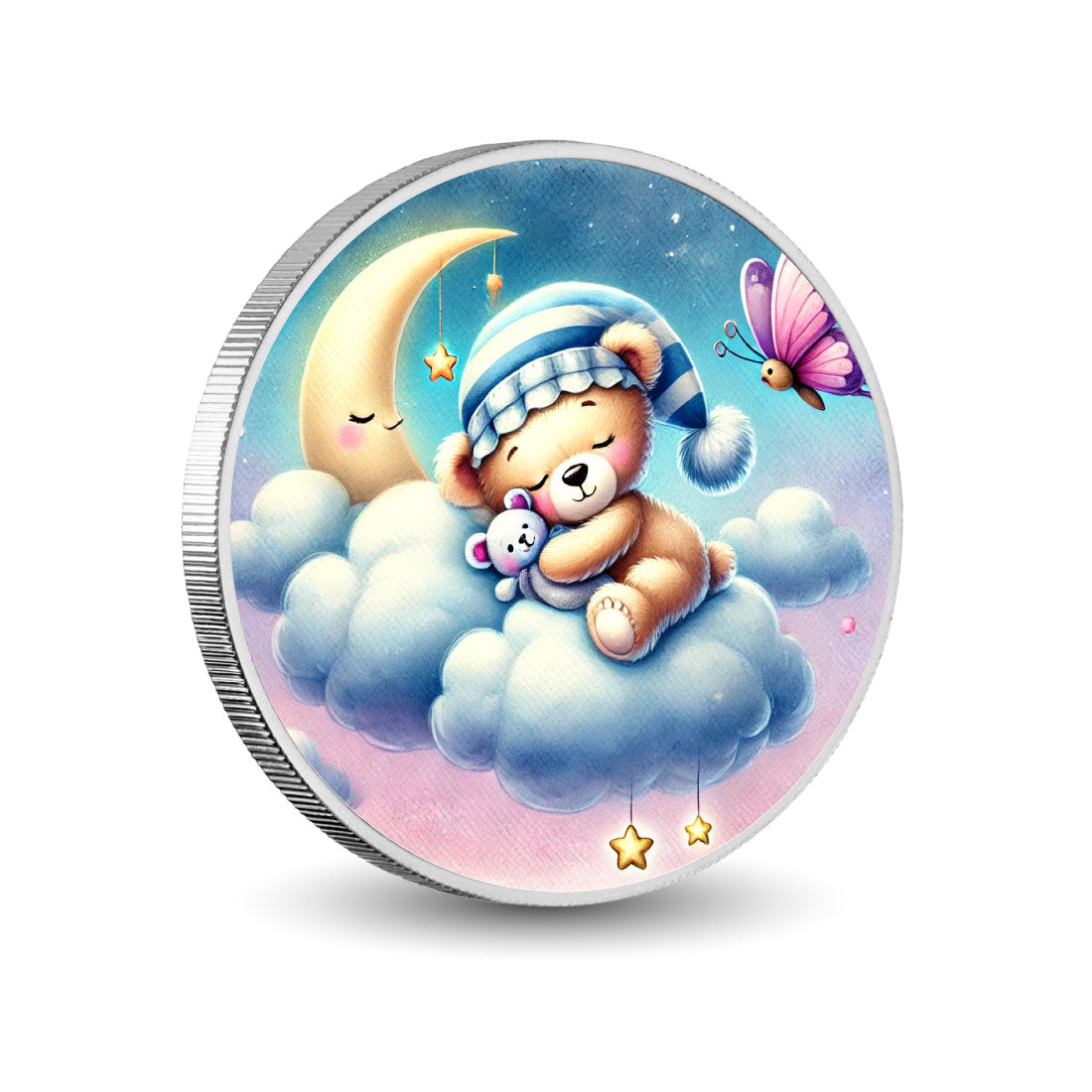 A Cuddle Full of Love - Starry Night's Cozy Hug  1oz Silver Coloured Coin