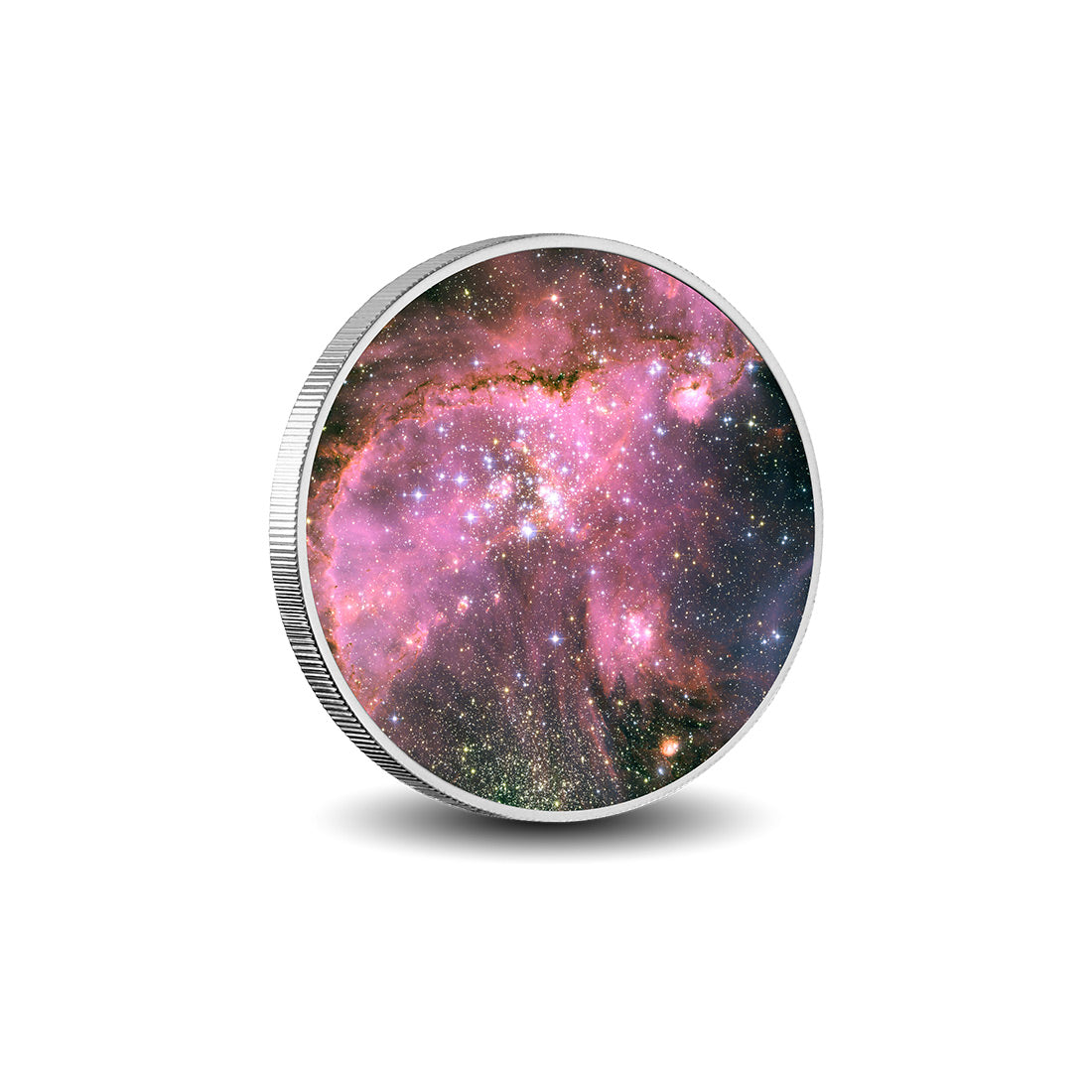 Berceau des étoiles : le NGC 346 radieux, pièce colorée en argent de 1oz