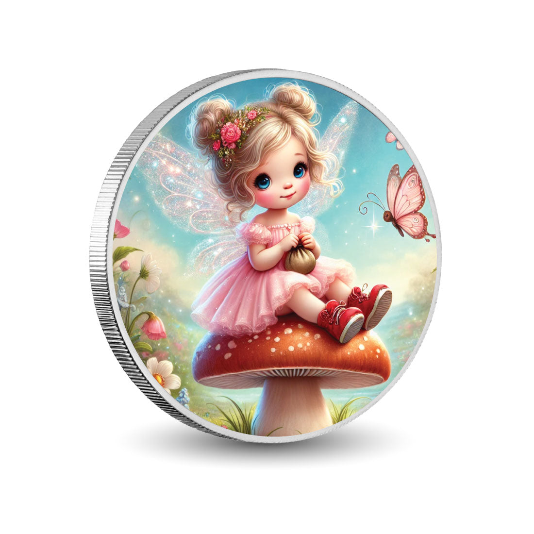 Vœux de papillon : le trésor de la fée, pièce colorée en argent de 1oz