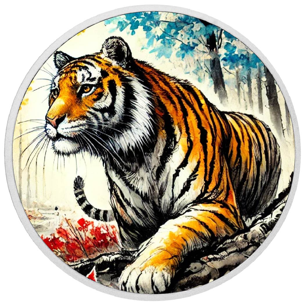 Tigre éclatant dans une forêt enchantée