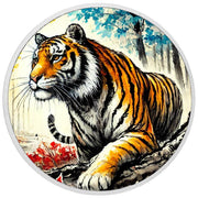 Tigre éclatant dans une forêt enchantée