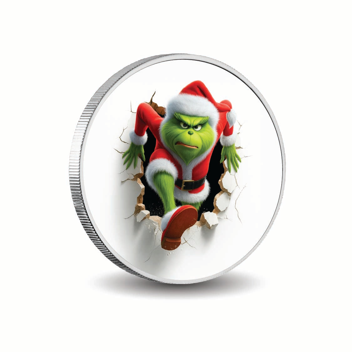 Le Grinch s’invite pour Noël ! Pièce colorée en argent fin de 1 oz