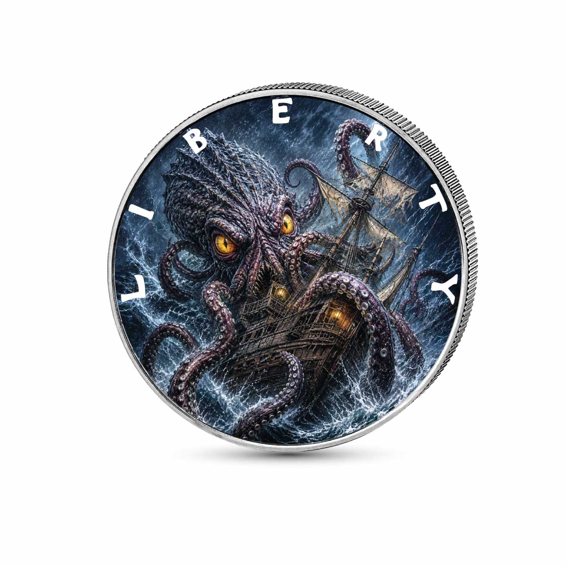 Sea of Terror 1oz 999 Silver BU Colourized