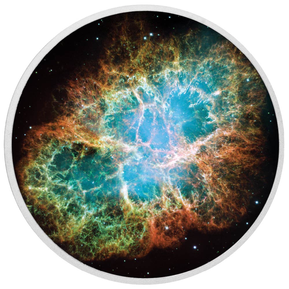 Vestige stellaire : l’héritage de la nébuleuse du Crabe, pièce colorée en argent de 1oz