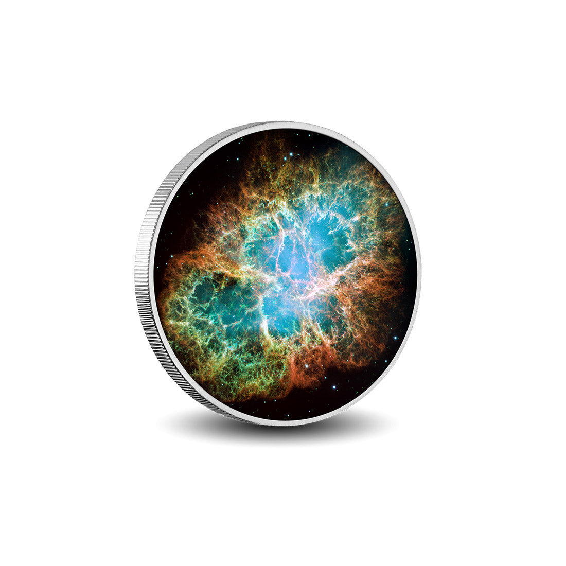 Vestige stellaire : l’héritage de la nébuleuse du Crabe, pièce colorée en argent de 1oz