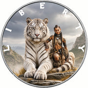 Queen of the White Tiger 1oz .999 Fine Silver Coin – Colorized BU Finish
