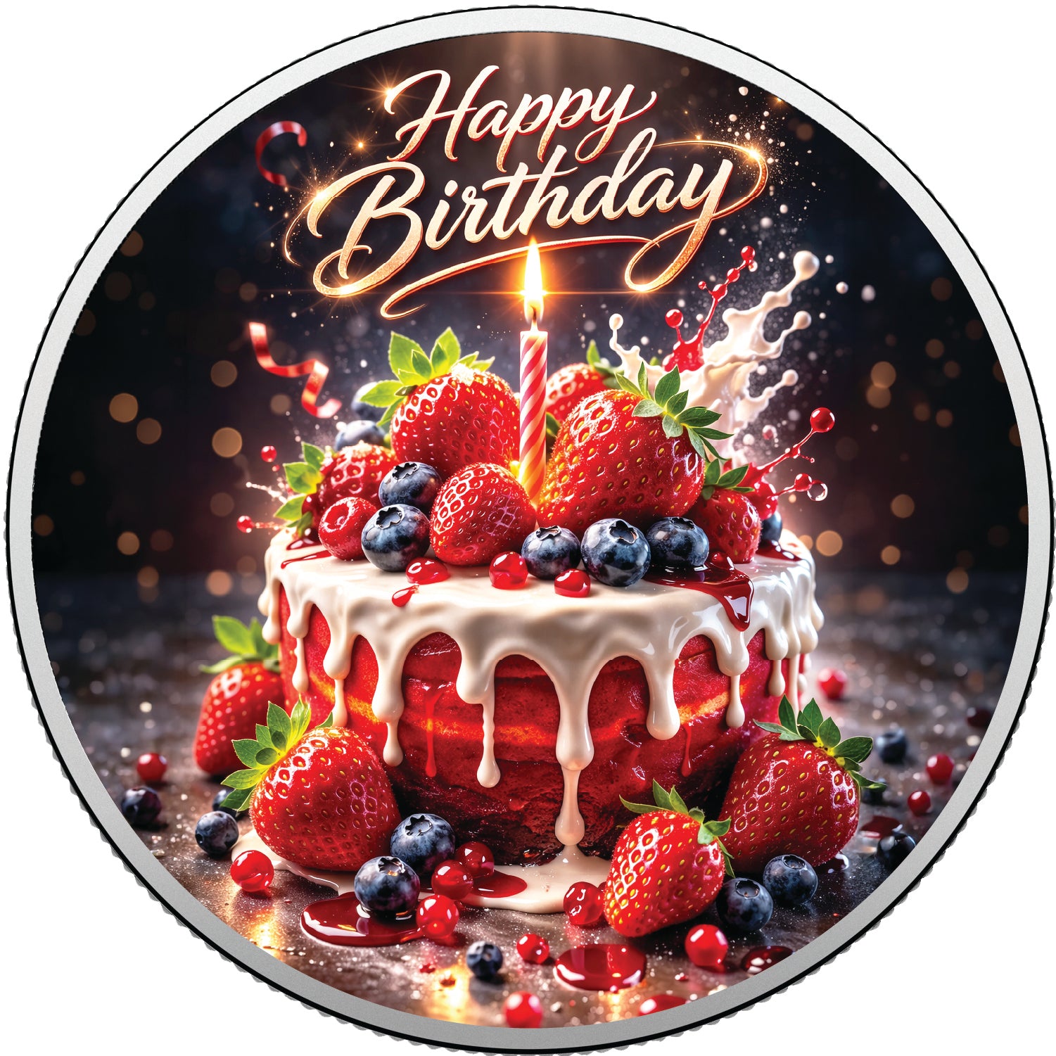 Sweet Candle Wishes 1oz Fine Silver Coloured Coin