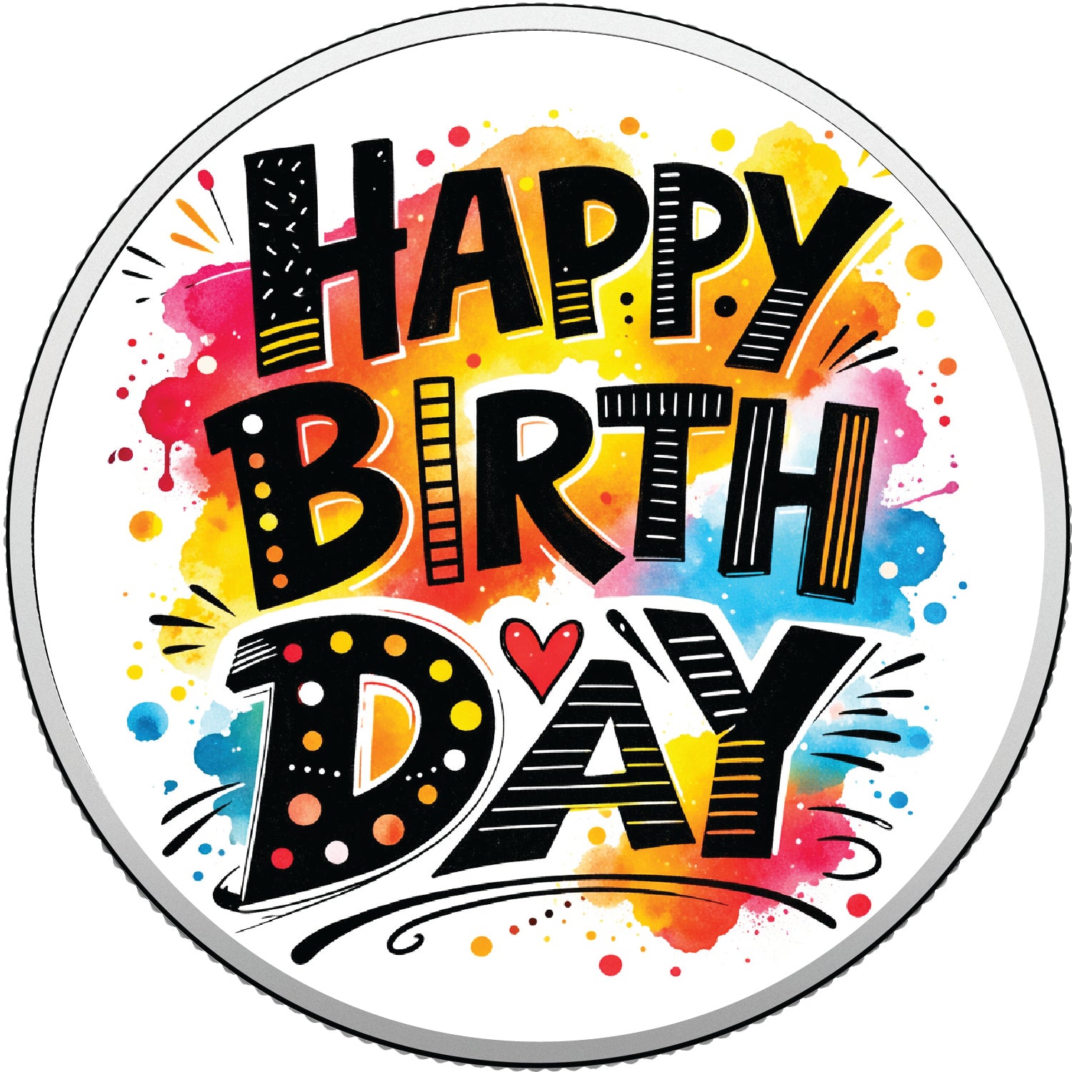 Splash of Birthday Joy 1oz Fine Silver Coloured Coin