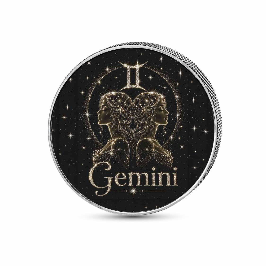 Gemini: Twin Flames 1 oz .999 Fine Silver Coin – Colorized BU Finish