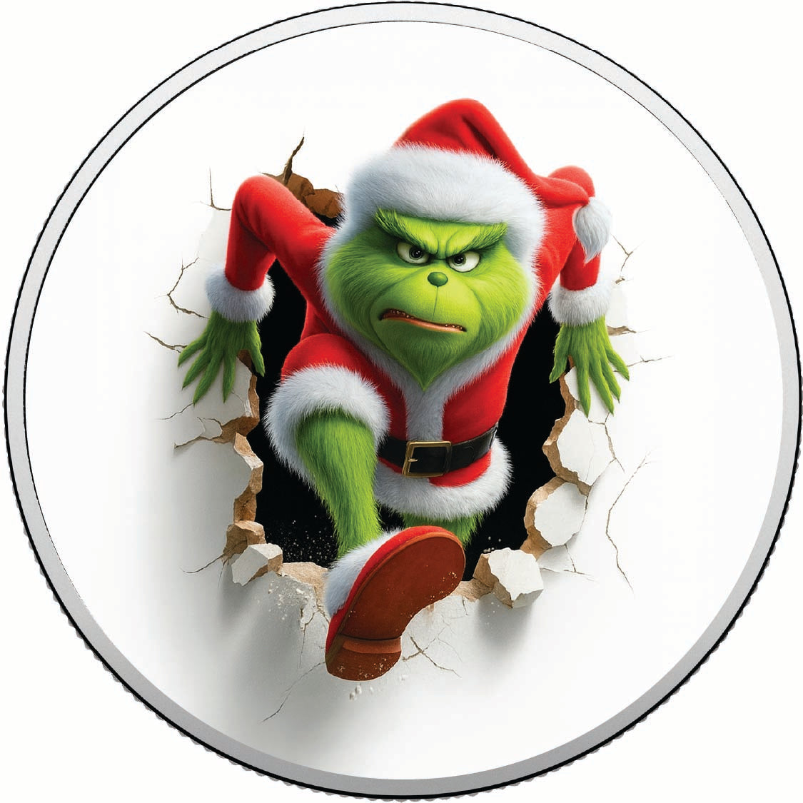 Le Grinch s’invite pour Noël ! Pièce colorée en argent fin de 1 oz